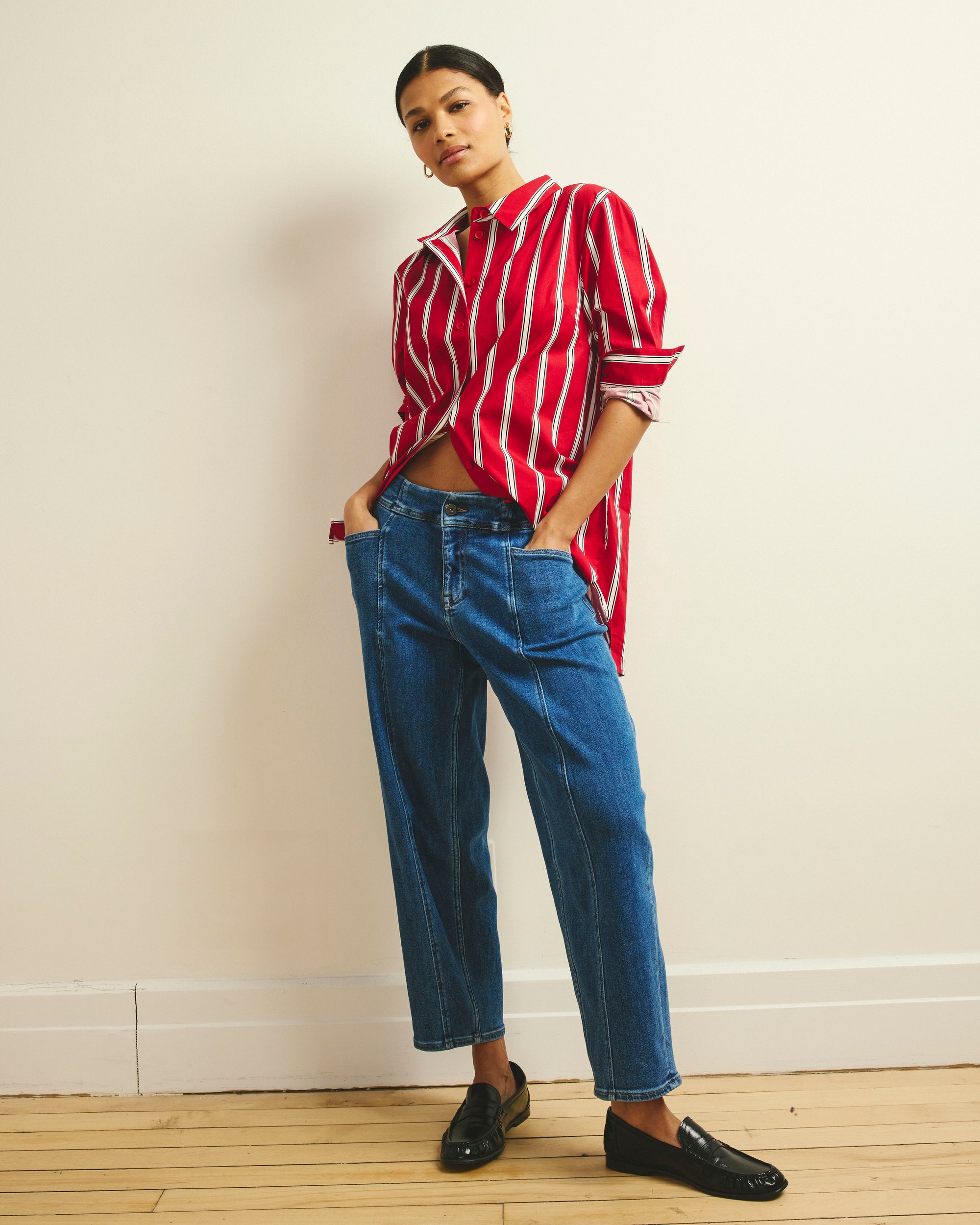 Keira Barrel Leg Jeans - / Shallow Bay Blue- Size6