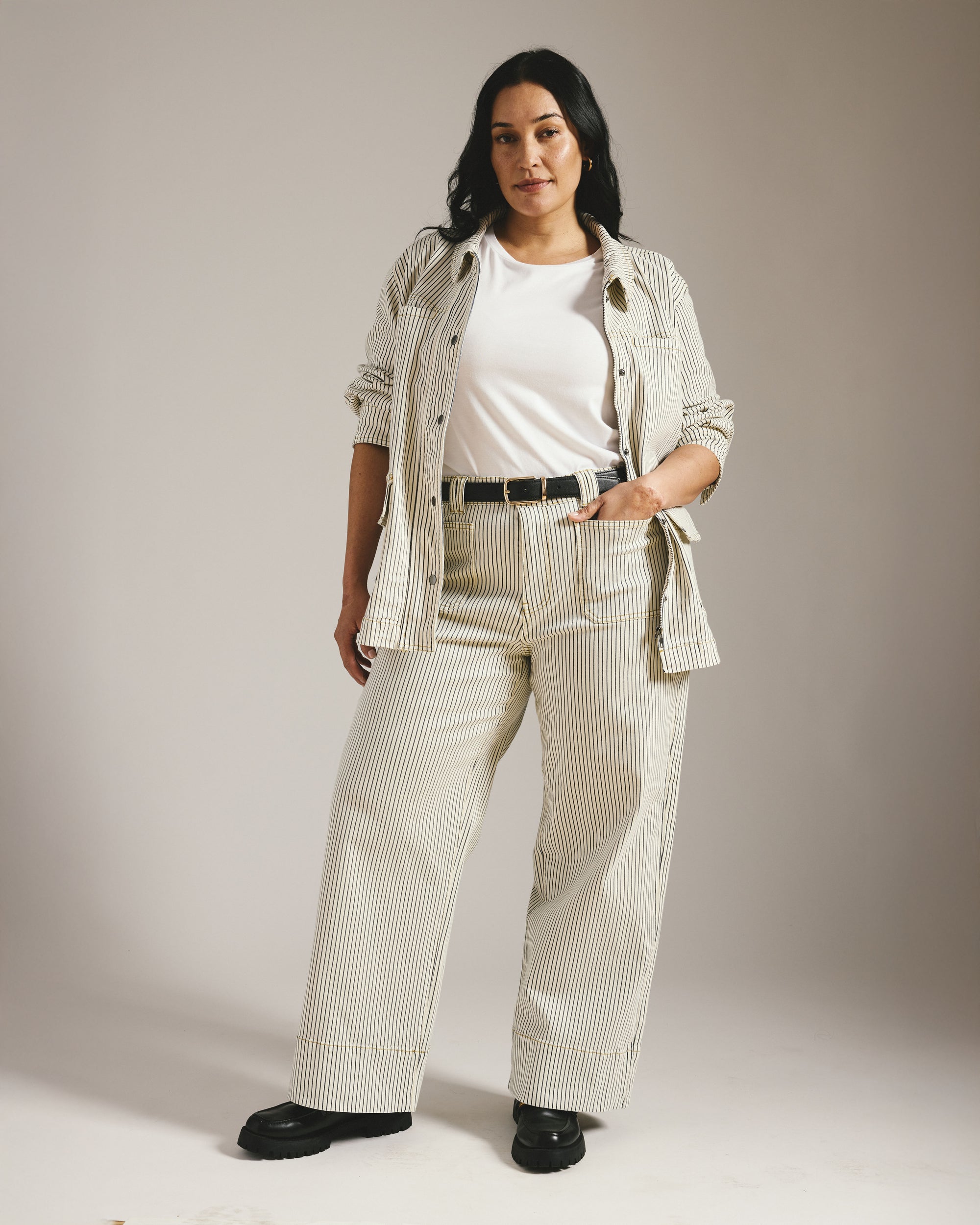 Claudia High Rise Stretch Jeans - Railroad Stripe