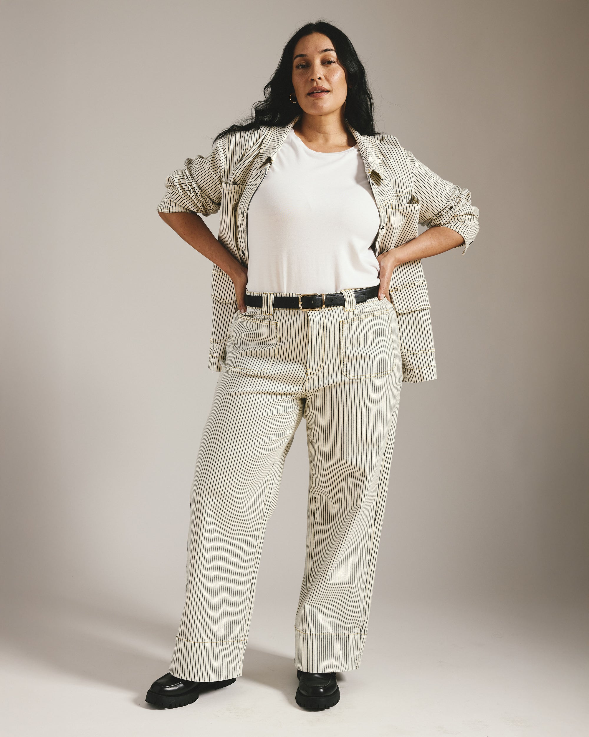 Claudia High Rise Stretch Jeans - Railroad Stripe