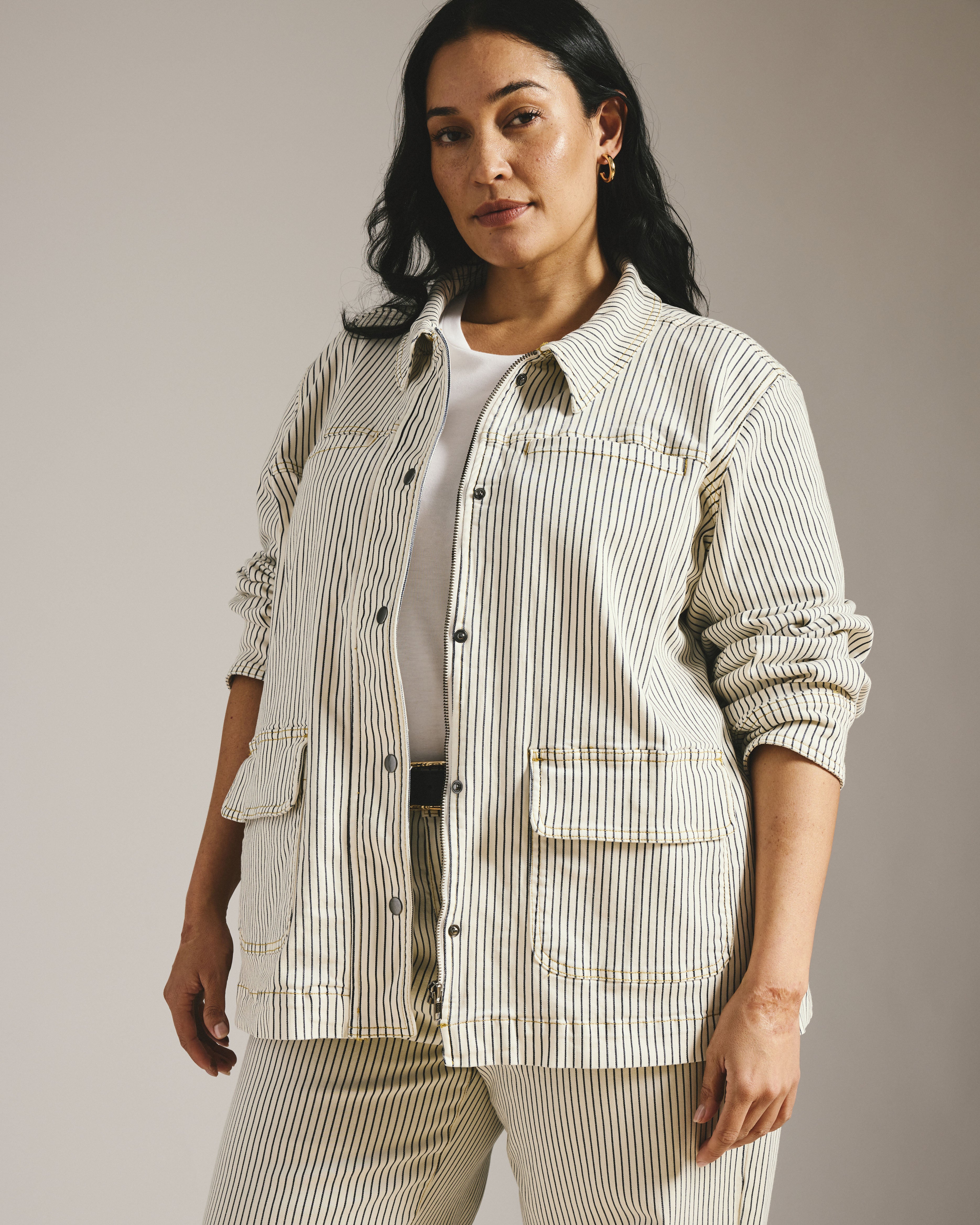 Denim Utility Jacket - Railroad Stripe – Universal Standard