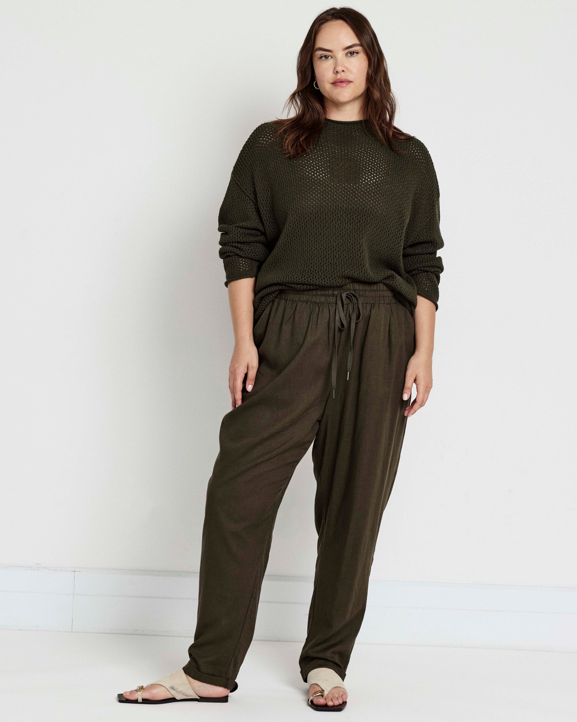 Positano Pointelle Mock Neck Sweater - Camo | Plus Size & Straight Size Women's Fashion | Universal Standard