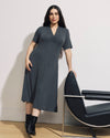 Zadie Liquid Jersey Gathered Dress - Dark Gray Heather | Plus Size & Straight Size Women's Fashion | Universal Standard