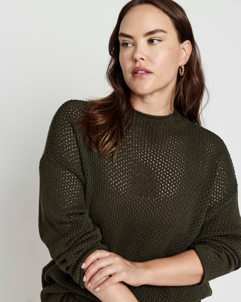 Positano Pointelle Mock Neck Sweater - Camo | Plus Size & Straight Size Women's Fashion | Universal Standard