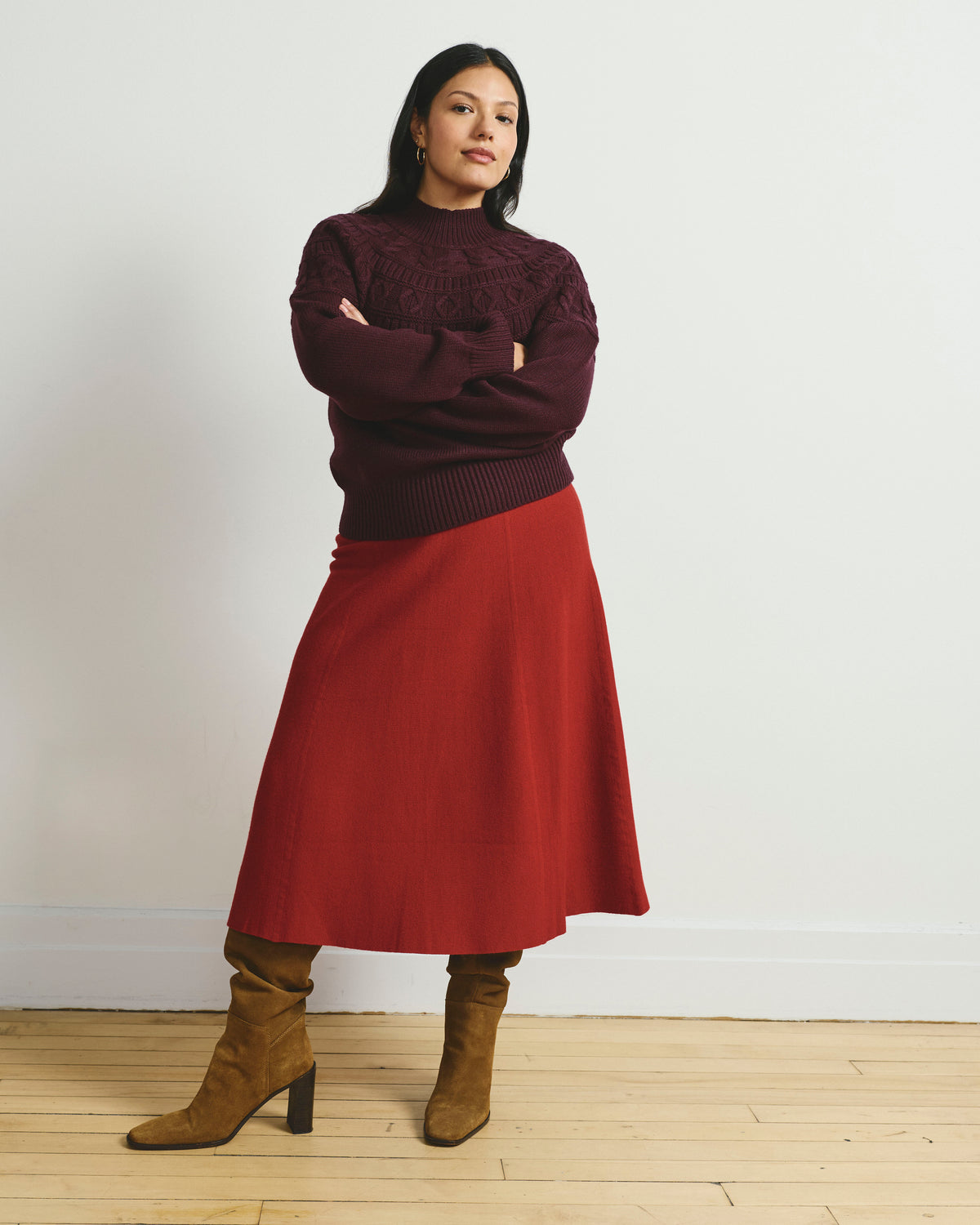 Safiya Cable Knit Sweater - Gamay