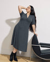 Zadie Liquid Jersey Gathered Dress - Dark Gray Heather | Plus Size & Straight Size Women's Fashion | Universal Standard