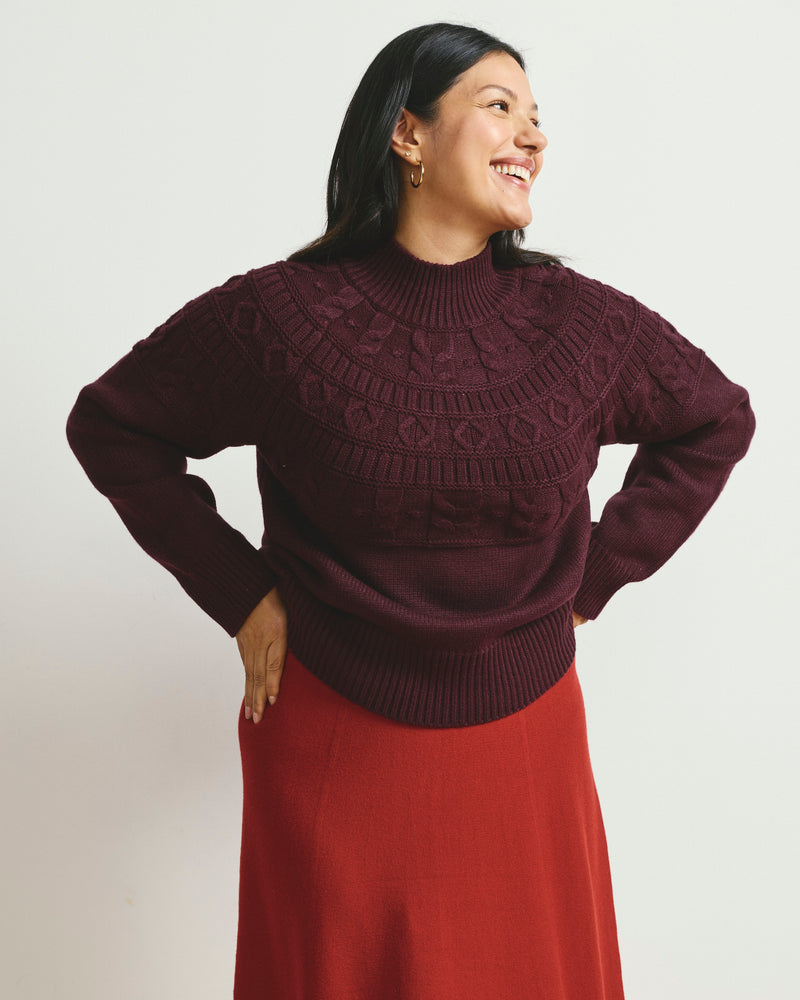 Safiya Cable Knit Sweater - Gamay