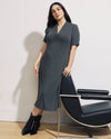 Zadie Liquid Jersey Gathered Dress - Dark Gray Heather | Plus Size & Straight Size Women's Fashion | Universal Standard