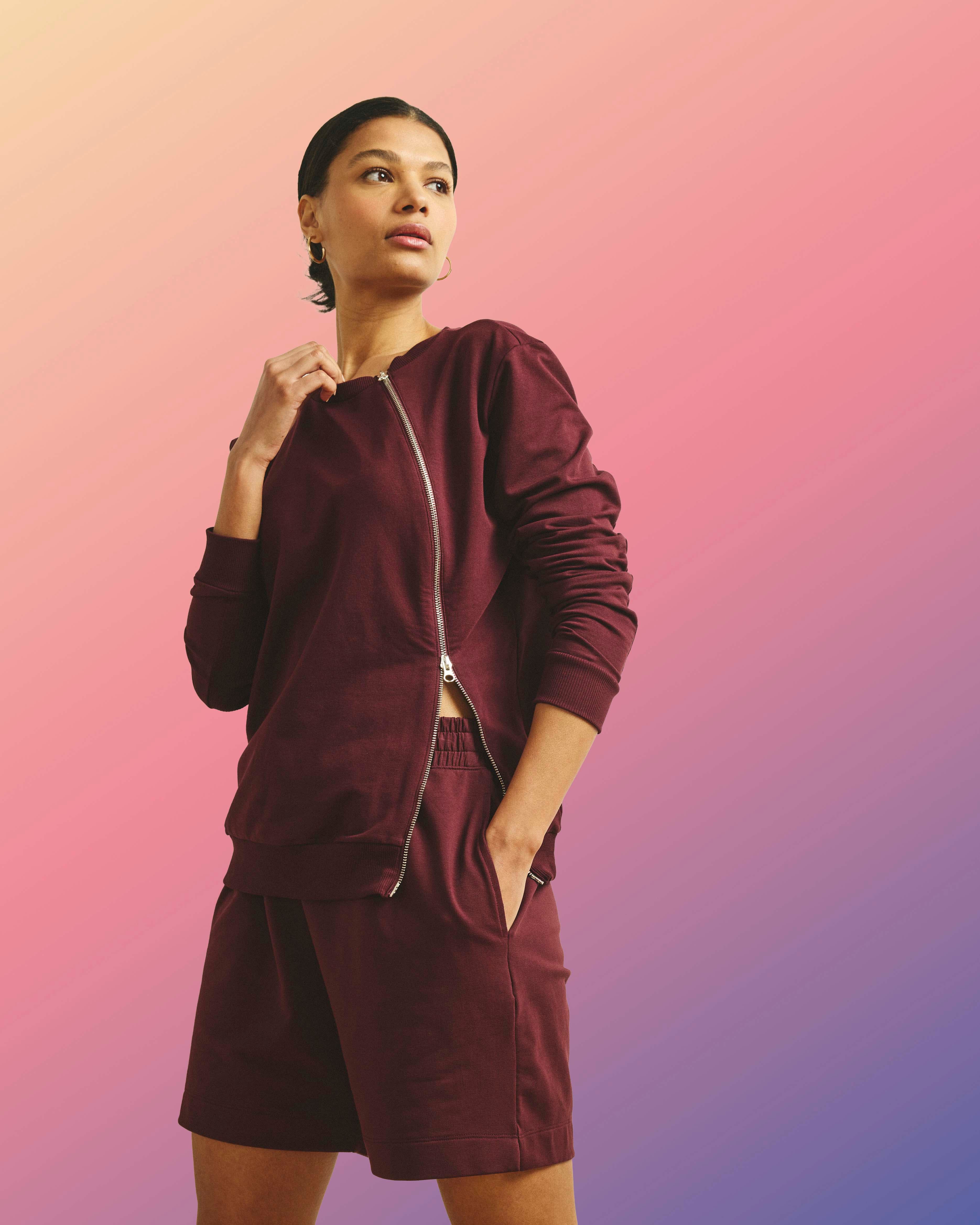 Meridien Zip Sweatshirt - Black Cherry | Plus Size & Straight Size Women's Fashion | Universal Standard