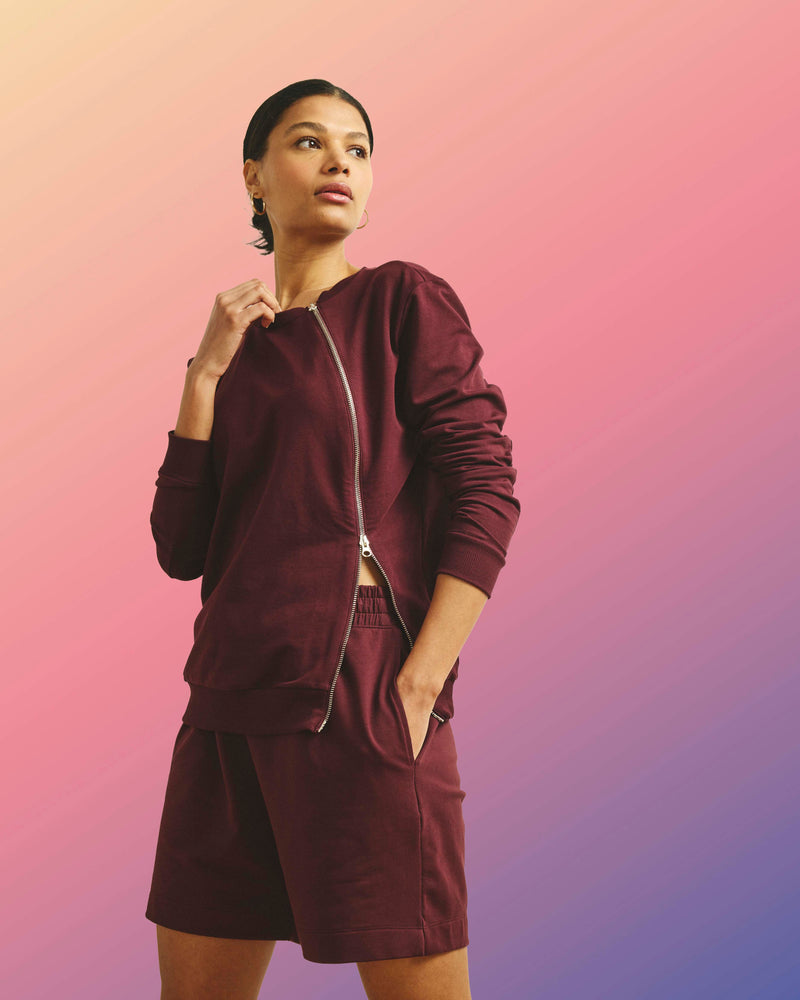Meridien Zip Sweatshirt - Black Cherry | Plus Size & Straight Size Women's Fashion | Universal Standard
