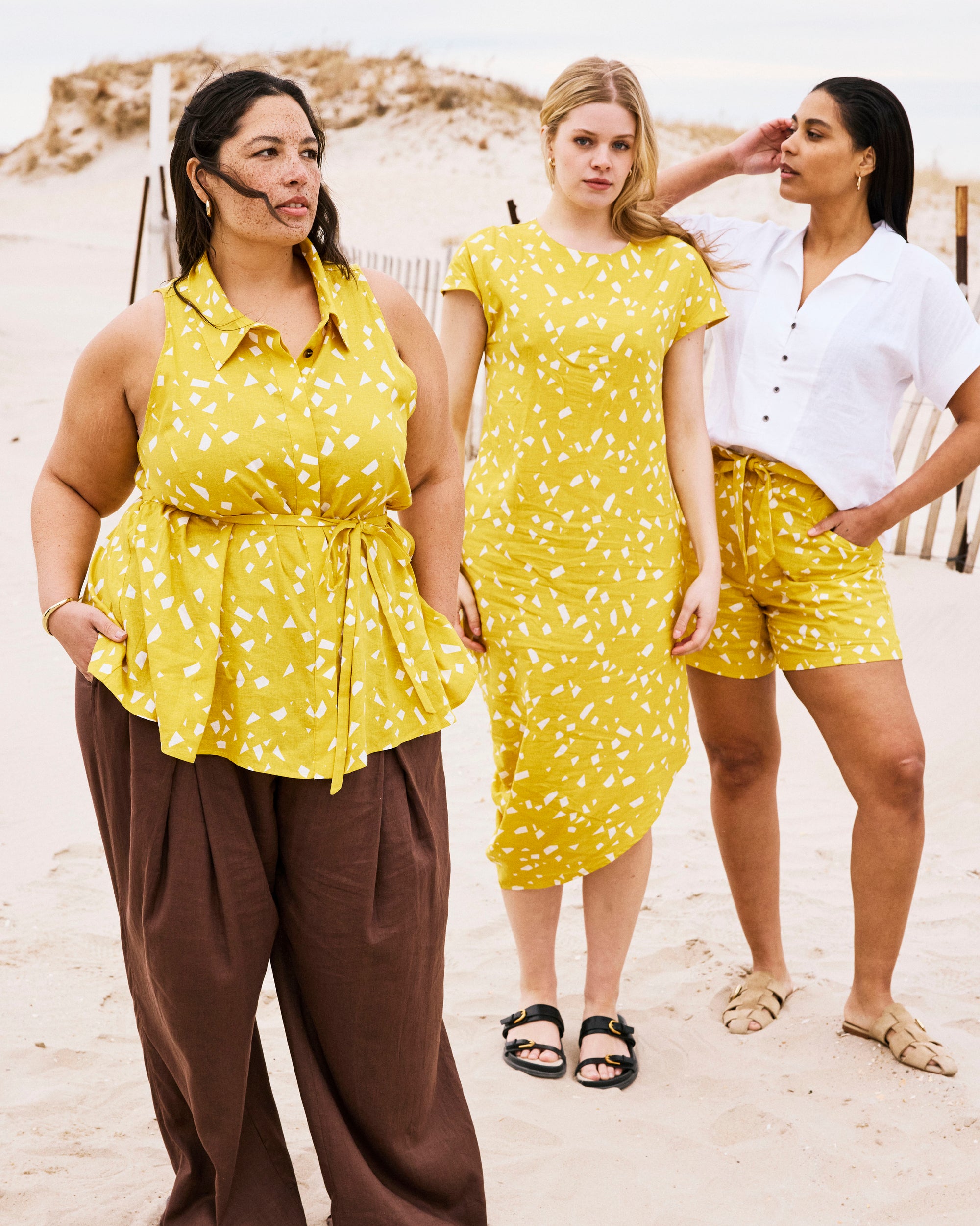 Iconic Stretch Linen Geneva Dress - / Yellow Confetti Print- Size4XL - by Universal Standard Iconic Stretch Linen Geneva Dress - / Yellow Confetti Print- Size4XL - by Universal Standard