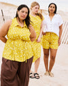Adelaide Sleeveless Linen Blend Shirt - Yellow Confetti Print | Plus Size & Straight Size Women's Fashion | Universal Standard