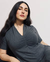 Zadie Liquid Jersey Gathered Dress - Dark Gray Heather | Plus Size & Straight Size Women's Fashion | Universal Standard