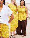 Harbor Stretch Linen Blend Paperbag Shorts - Yellow Confetti Print | Plus Size & Straight Size Women's Fashion | Universal Standard