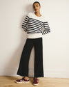 Savvy Fine Knit Crew Sweater - Cream/Navy Stripes