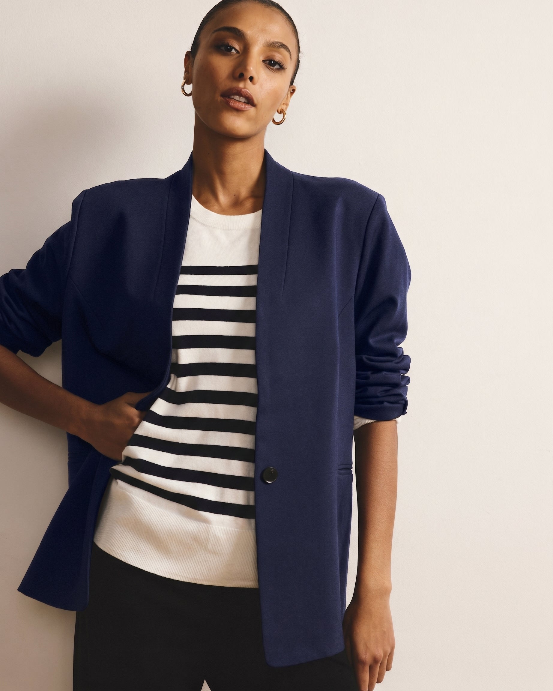 Lennox Collarless Ponte Blazer - Navy | Plus Size & Straight Size Women's Fashion | Universal Standard