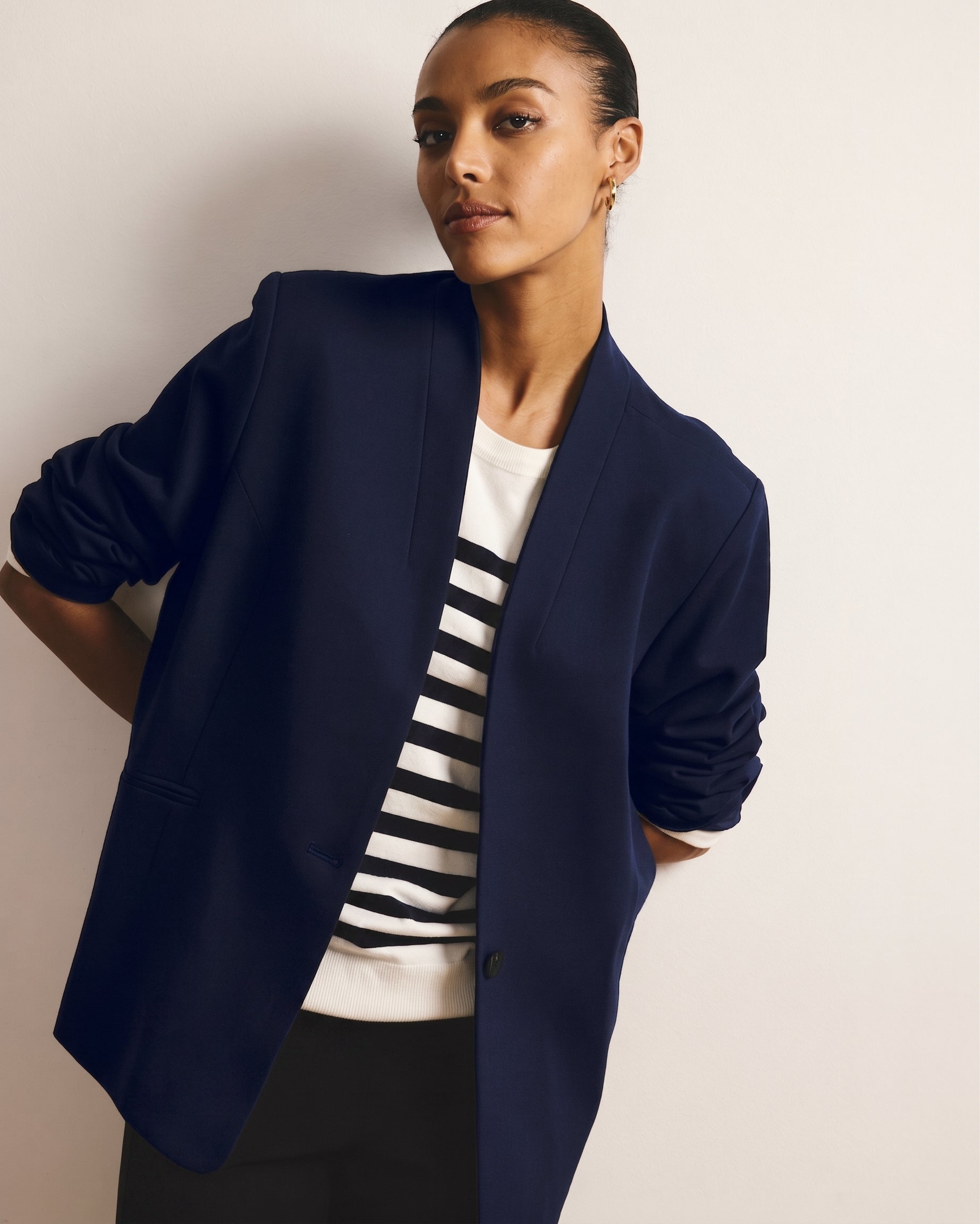 Lennox Collarless Ponte Blazer - Navy | Plus Size & Straight Size Women's Fashion | Universal Standard