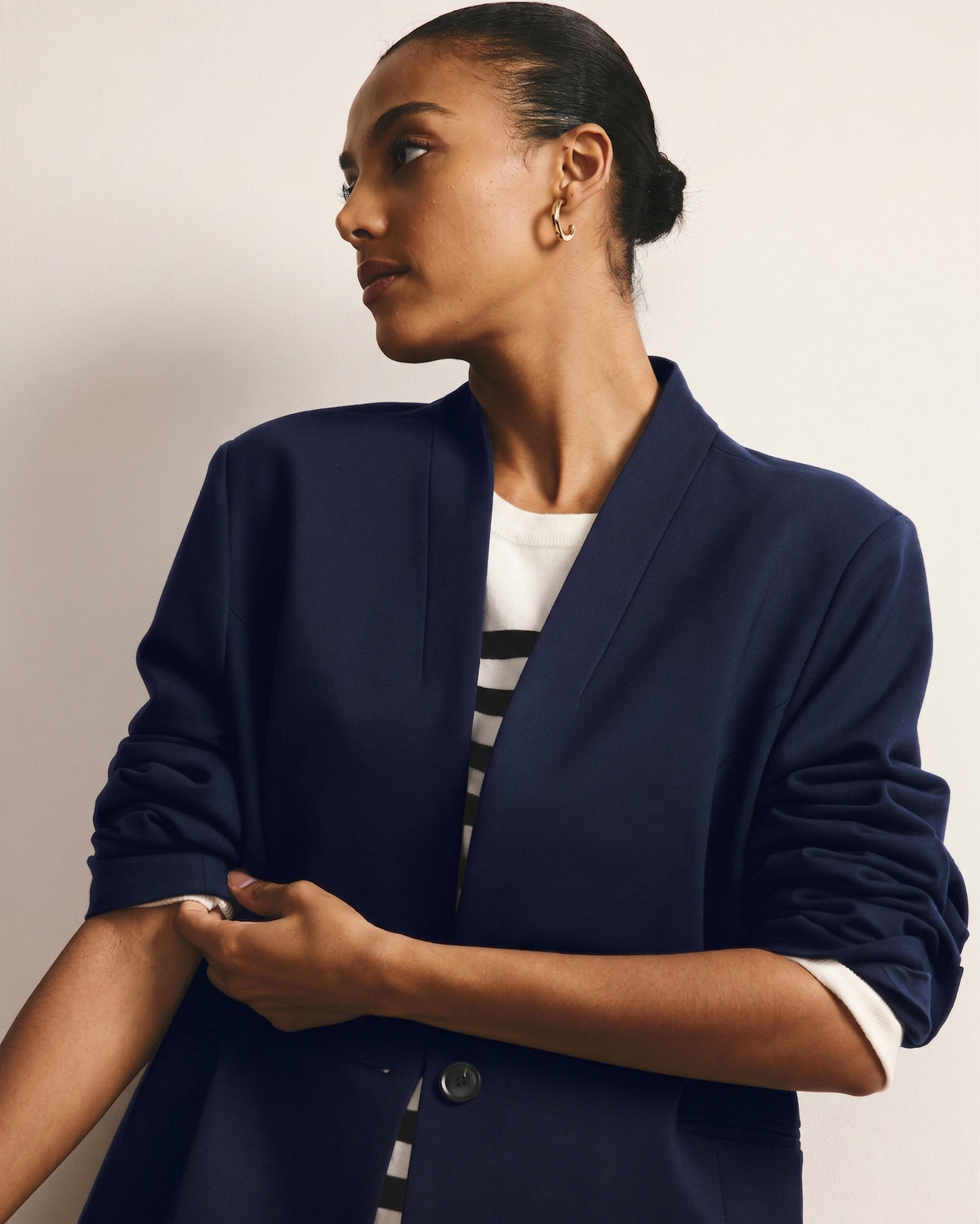 Lennox Collarless Ponte Blazer - Navy | Plus Size & Straight Size Women's Fashion | Universal Standard