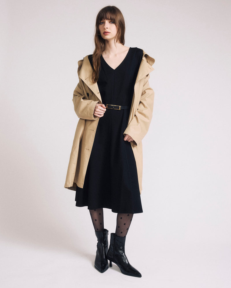 Woman wearing Lucinda Ponte Dress - Black from Universal Standard