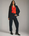 Audrey Tailored Ponte Pants - Navy with Gold Buttons