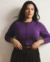 Savvy Fine Knit Crewneck Cardigan - Grape
