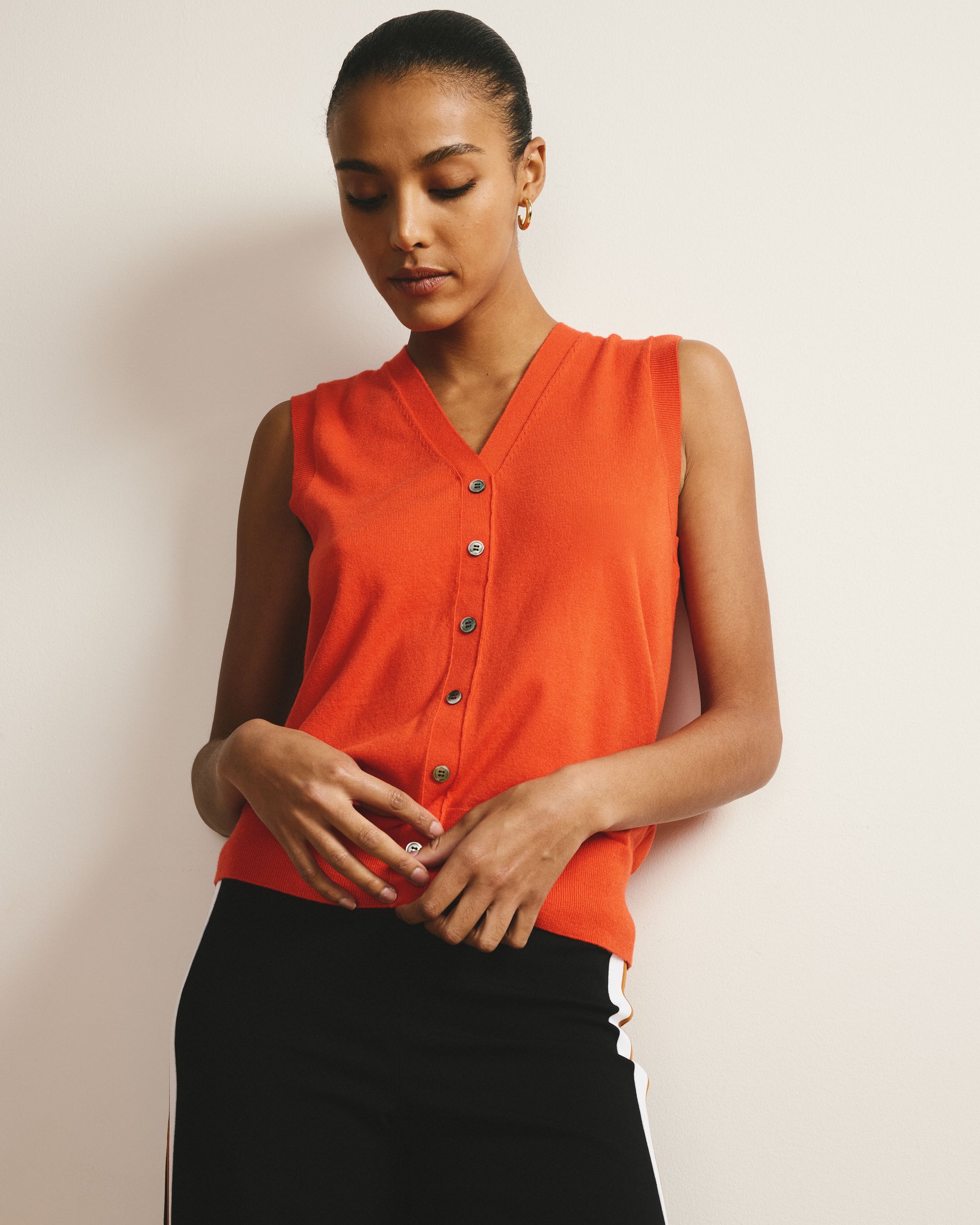 Savvy Fine Knit Cardigan Vest - Poppy