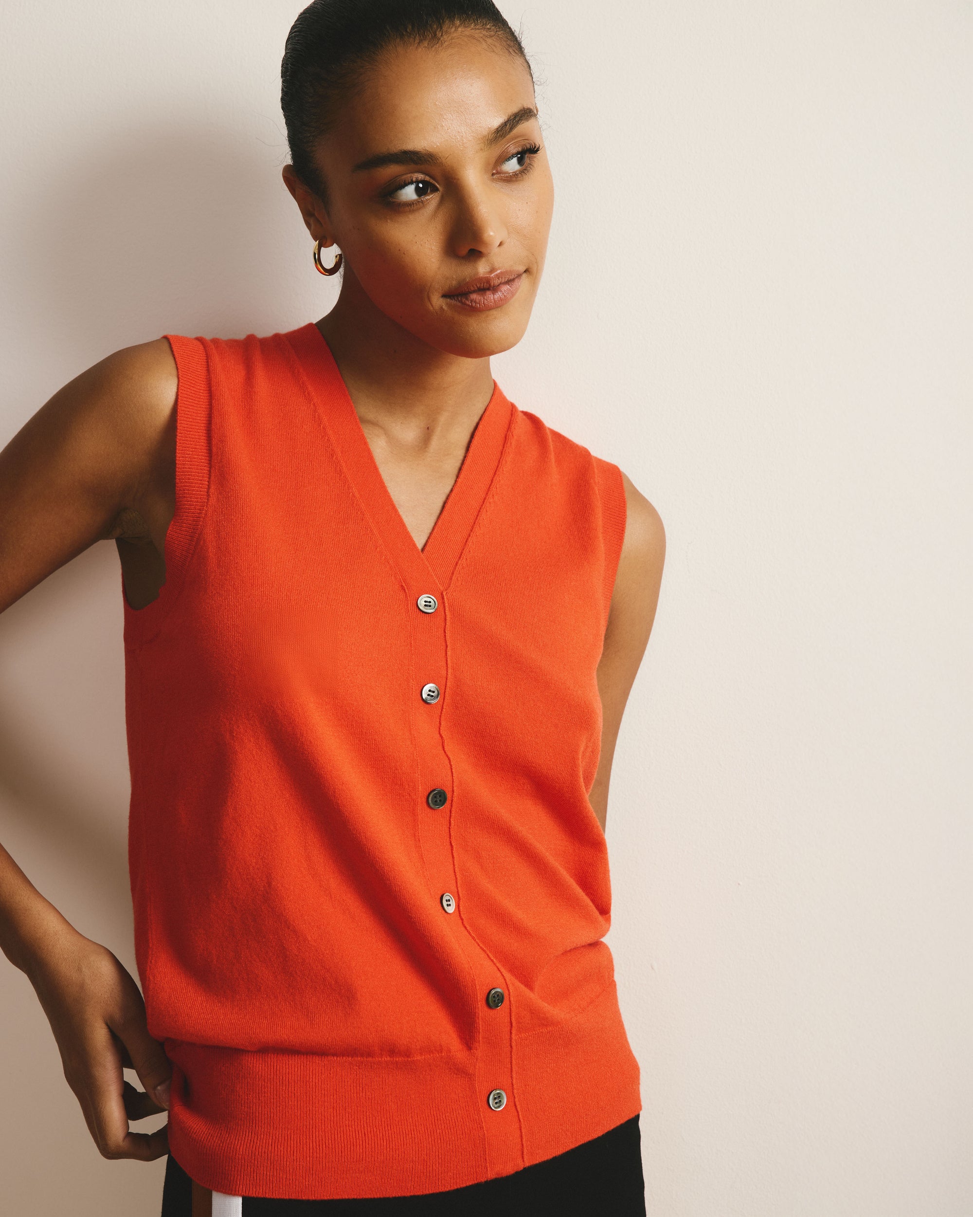 Savvy Fine Knit Cardigan Vest - Poppy