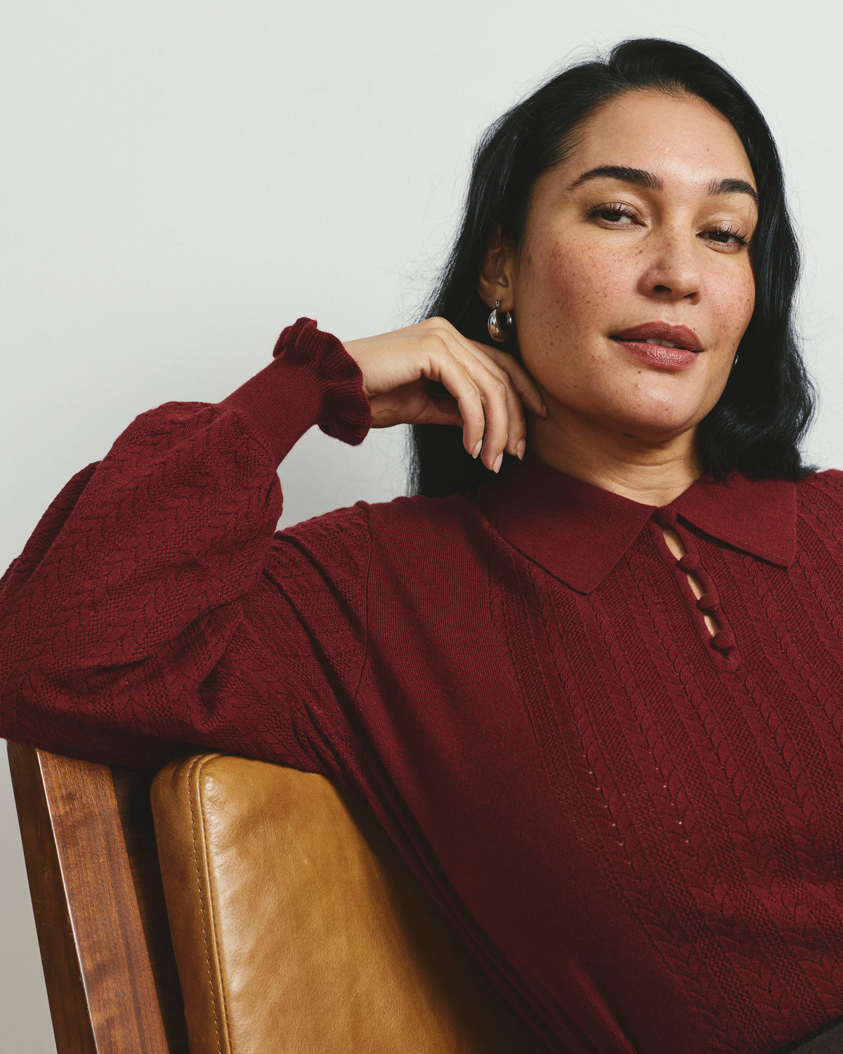 Savvy Fine Knit Lady Polo - Deep Red