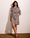Button Back Linen Blend Polo Shirt - Peppercorn Stripe | Plus Size & Straight Size Women's Fashion | Universal Standard