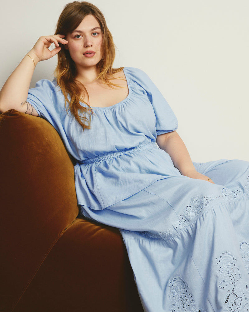 Andrea Peplum Linen Blend Top - Cielo Blue | Plus Size & Straight Size Women's Fashion | Universal Standard
