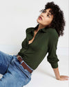 Elbe Liquid Jersey Shirt Classic Fit - Coratina Green | Plus Size & Straight Size Women's Fashion | Universal Standard