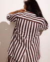 Button Back Linen Blend Polo Shirt - Peppercorn Stripe | Plus Size & Straight Size Women's Fashion | Universal Standard
