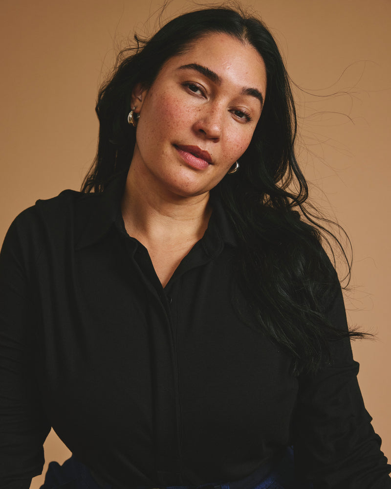 Elbe Liquid Jersey Shirt Classic Fit - Black | Plus Size & Straight Size Women's Fashion | Universal Standard