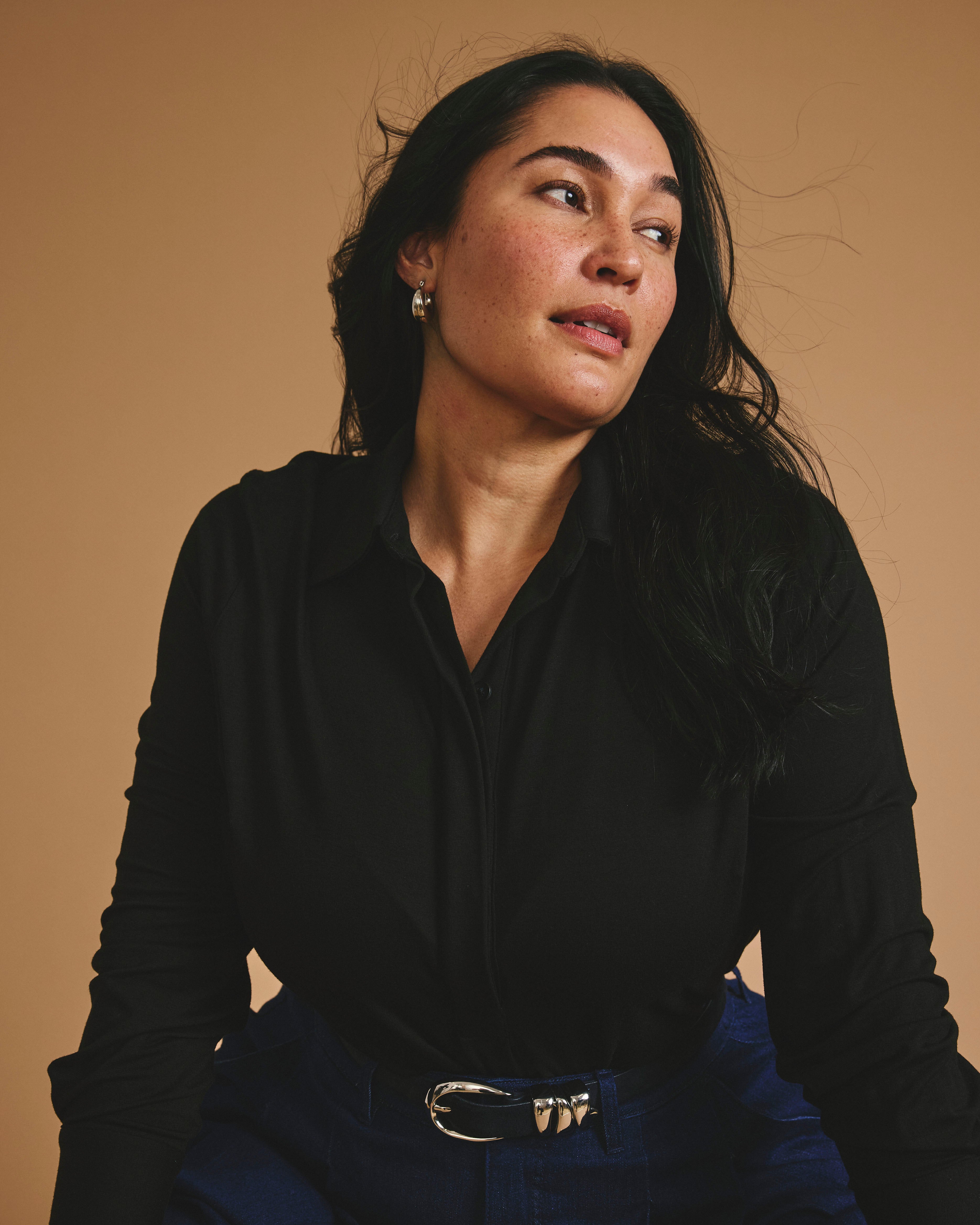 Elbe Liquid Jersey Shirt Classic Fit - Black | Plus Size & Straight Size Women's Fashion | Universal Standard