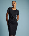 Executive Ponte Dress - Slate Pinstripe