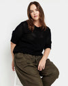 Positano Pointelle Mock Neck Sweater - Black | Plus Size & Straight Size Women's Fashion | Universal Standard