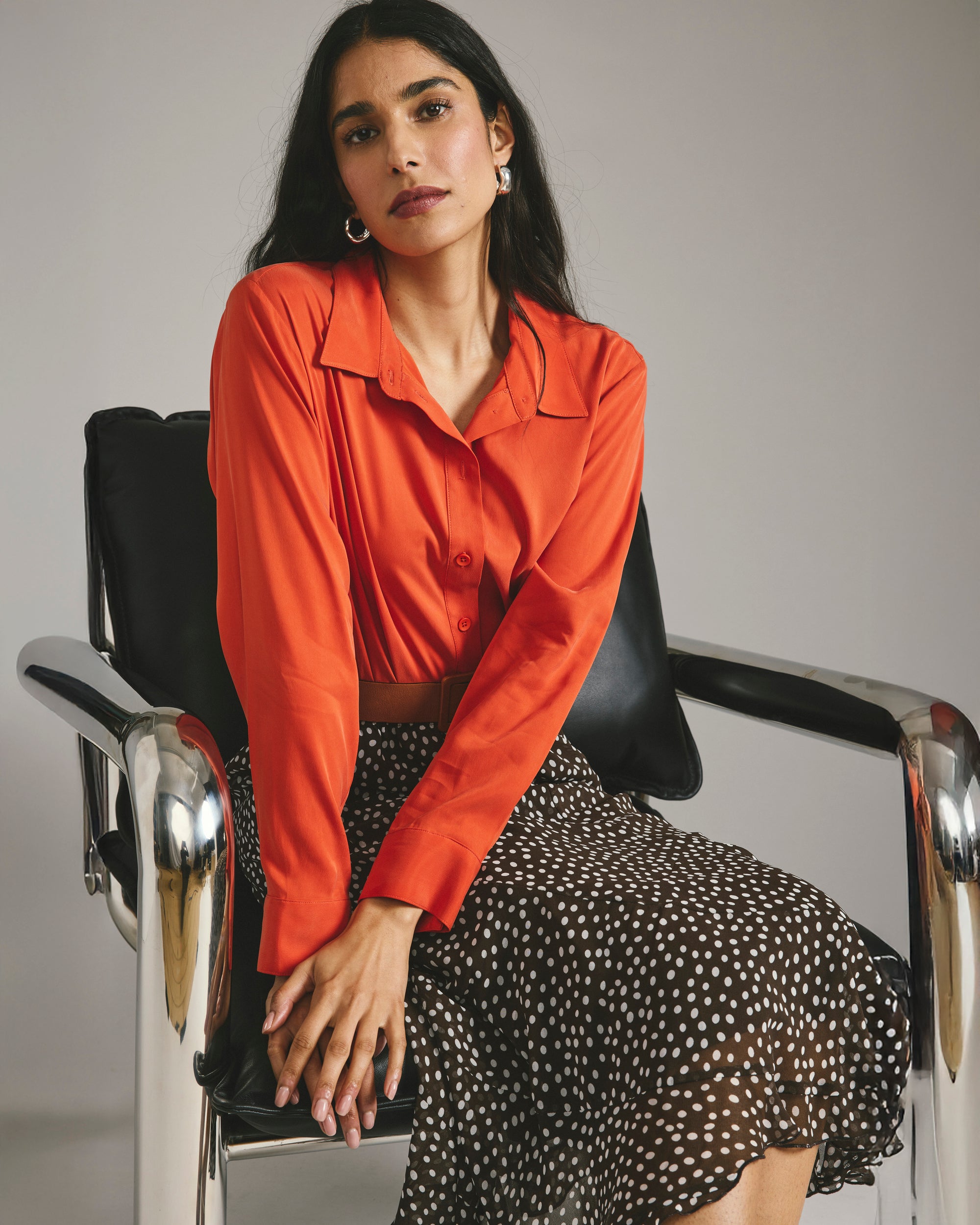 Cooling Stretch Cupro Artist Shirt - Orange Flame