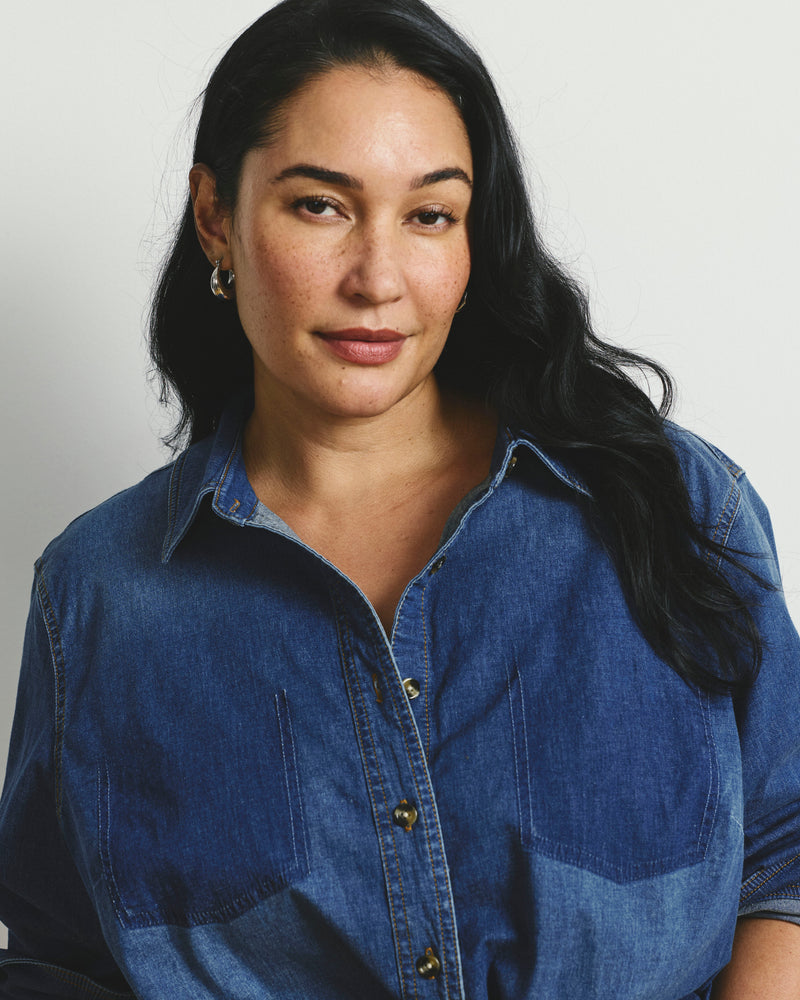 Minimalist Stretch Cotton Chambray Shirt - Woodstock Indigo