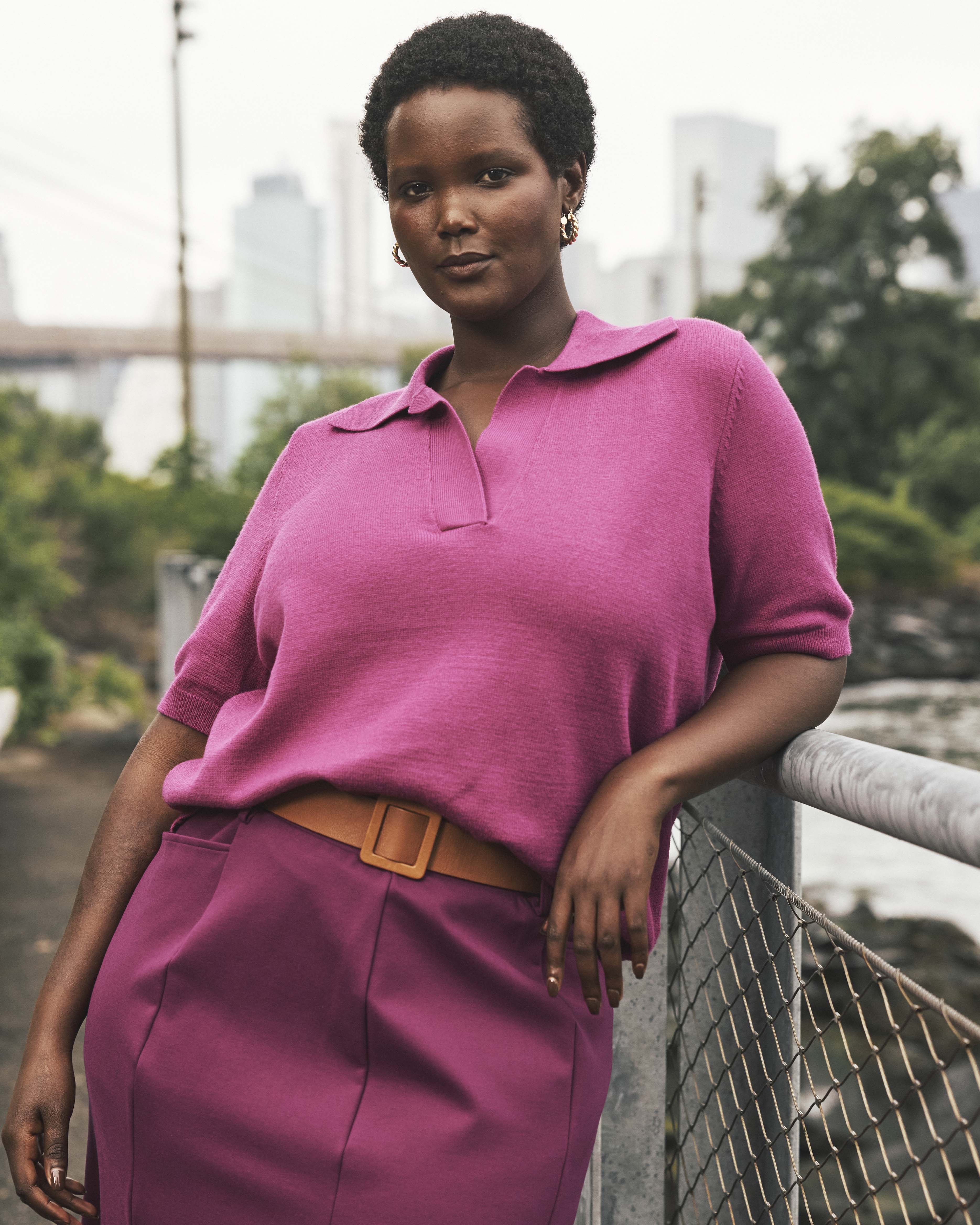 Savvy Fine Knit Short Sleeve Polo Sweater - Rothko Purple | Plus Size & Straight Size Women's Fashion | Universal Standard