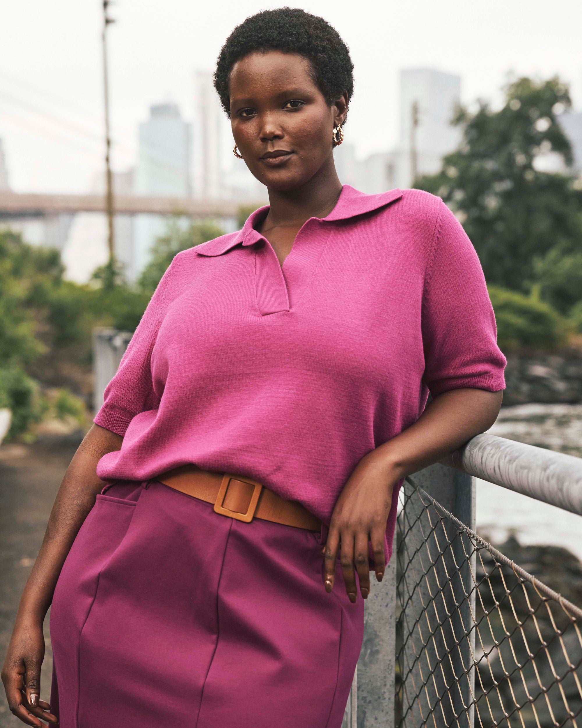 Savvy Fine Knit Short Sleeve Polo Sweater - Rothko Purple | Plus Size & Straight Size Women's Fashion | Universal Standard