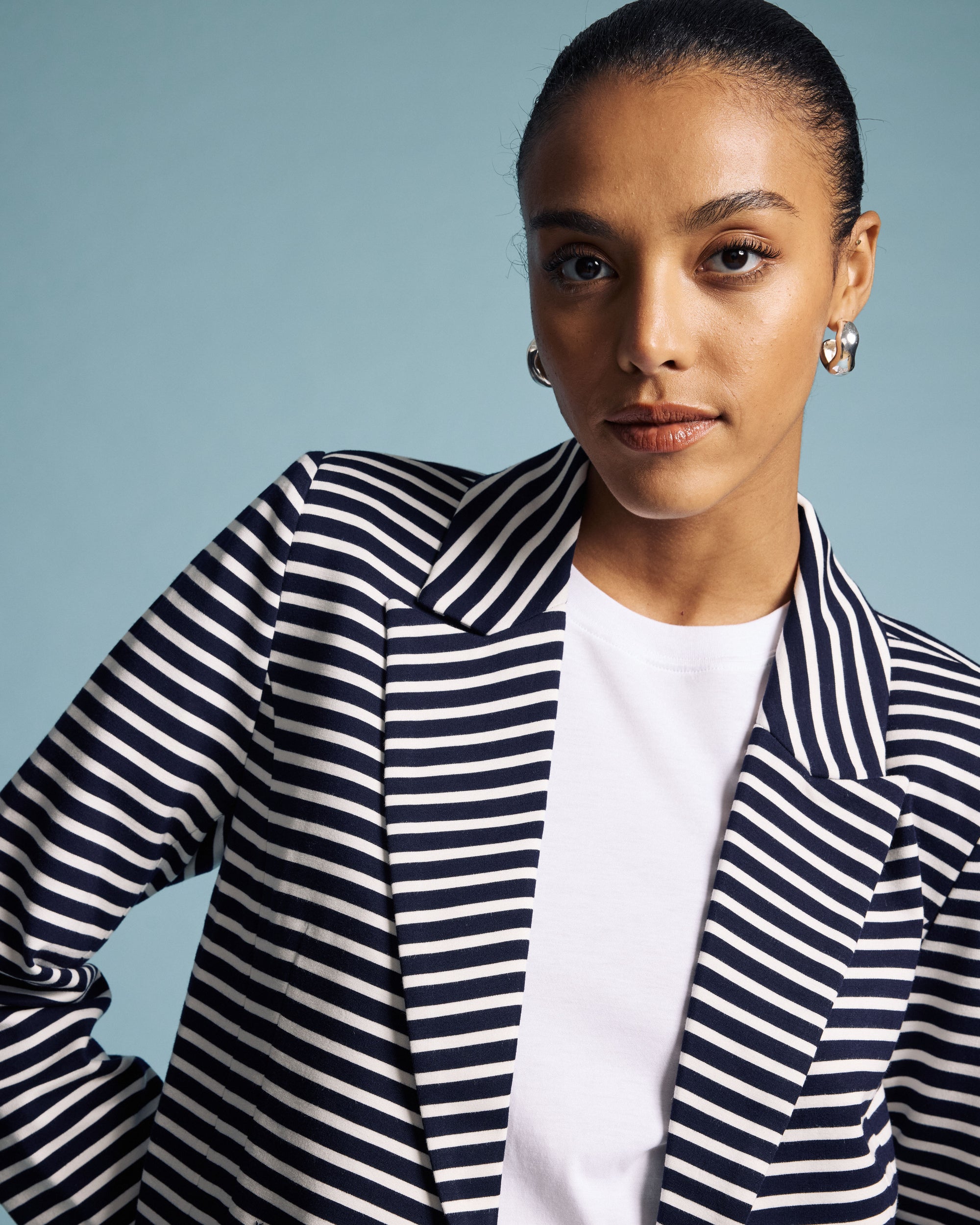Bianca Double Breasted Ponte Blazer - St. James Stripe