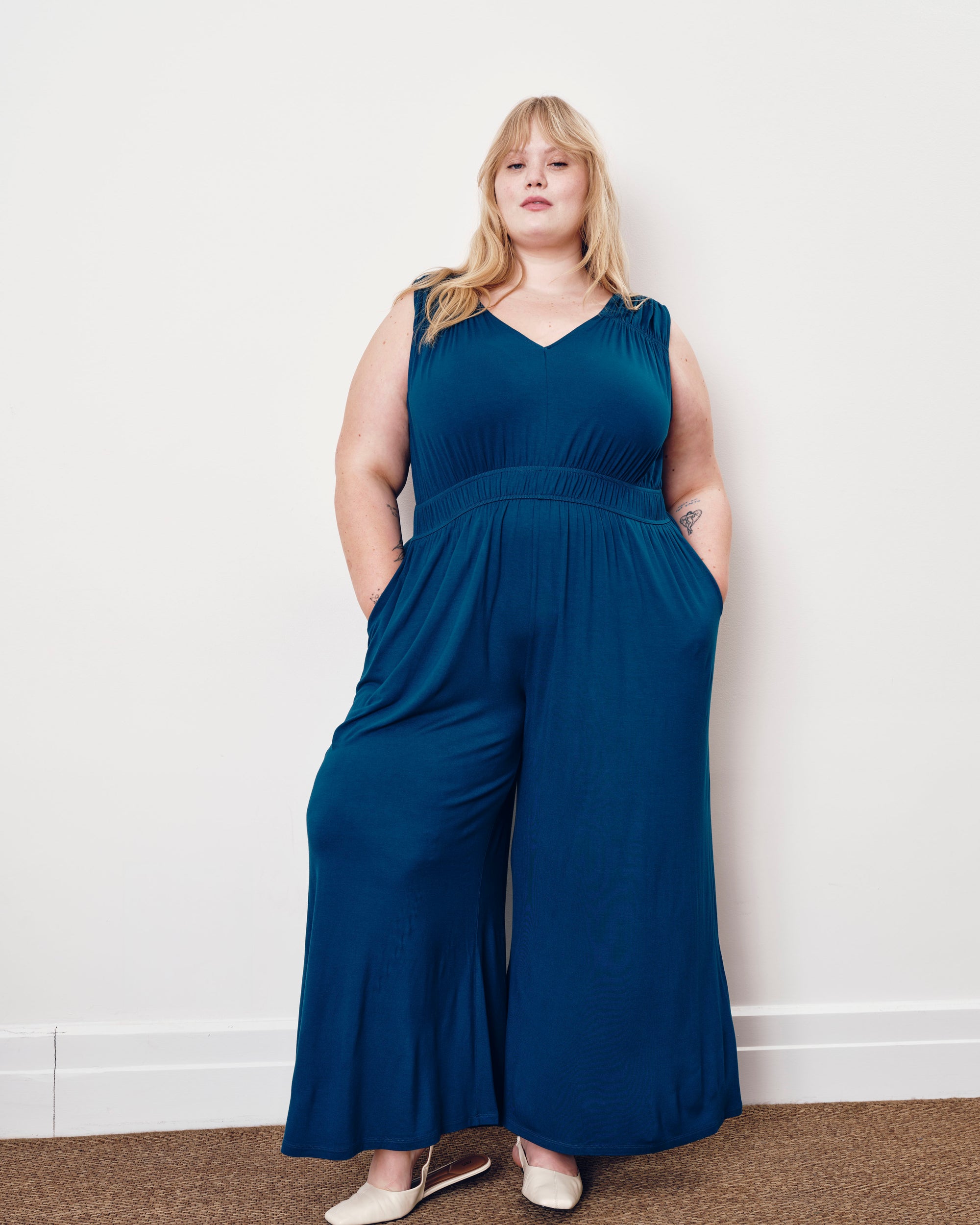 Zoey Liquid Jersey Jumpsuit - Blue Teal | Plus Size & Straight Size Women's Fashion | Universal Standard