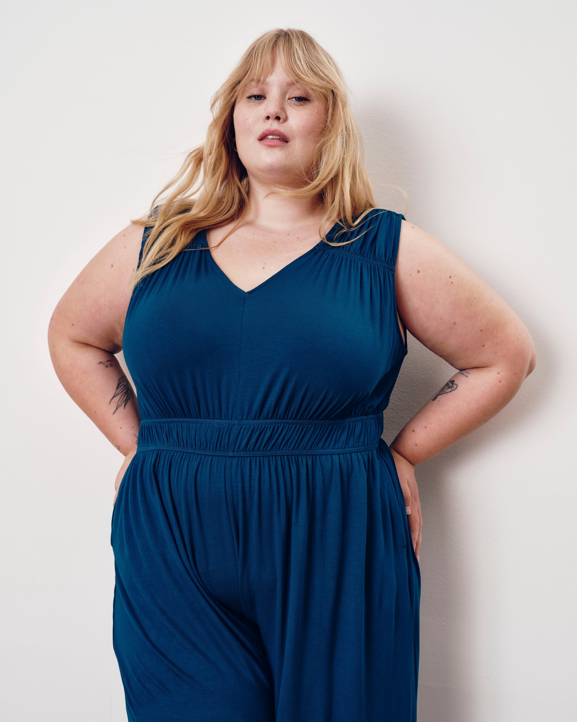 Zoey Liquid Jersey Jumpsuit - Blue Teal | Plus Size & Straight Size Women's Fashion | Universal Standard