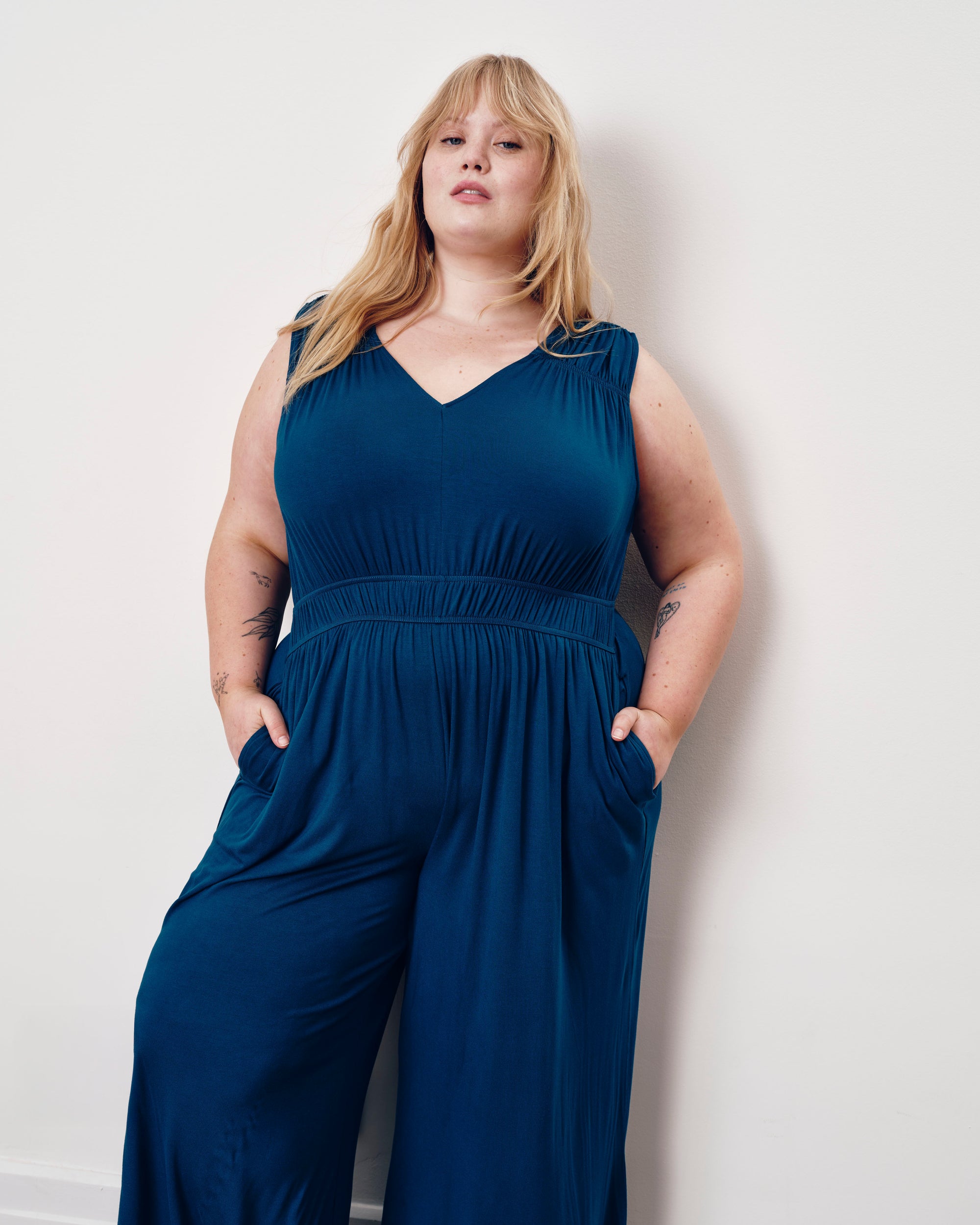 Zoey Liquid Jersey Jumpsuit - Blue Teal | Plus Size & Straight Size Women's Fashion | Universal Standard
