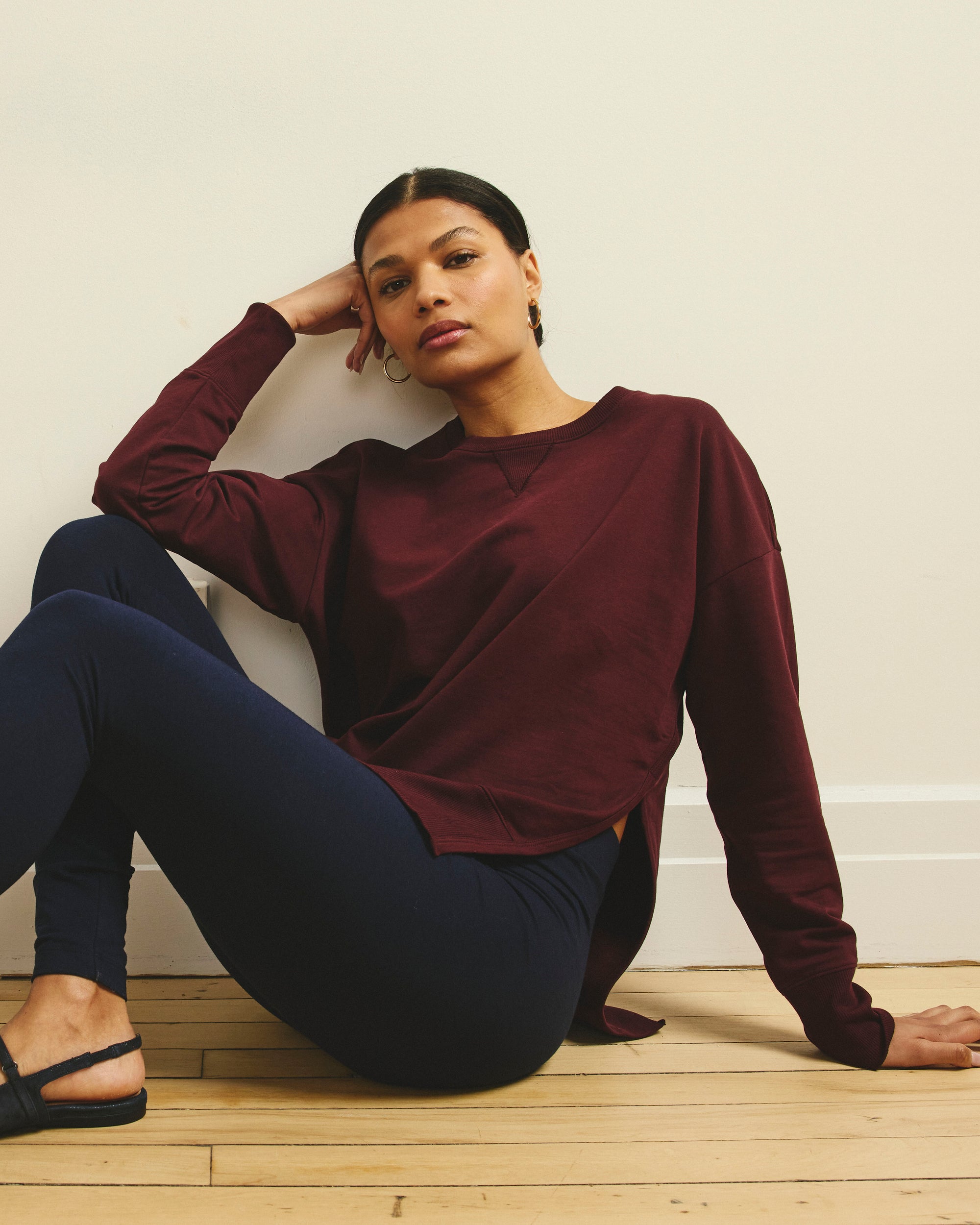 Fiona Side Slit Sweatshirt - Black Cherry | Plus Size & Straight Size Women's Fashion | Universal Standard