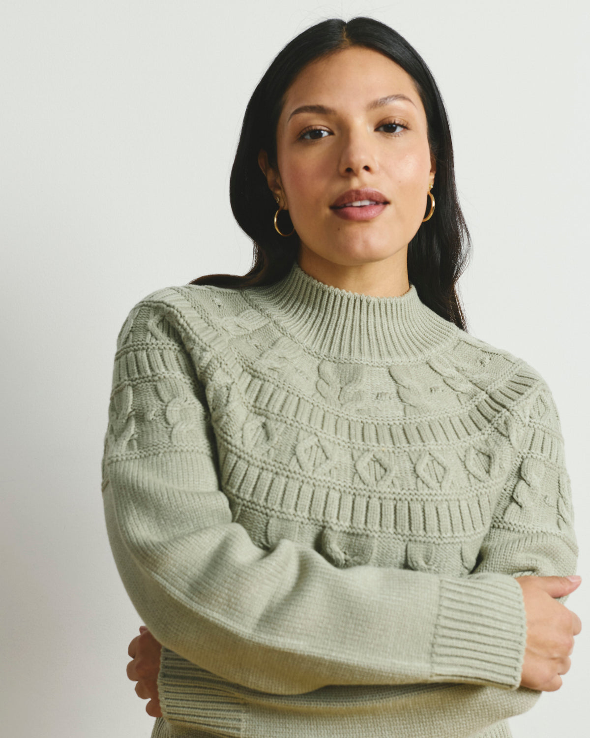 Safiya Cable Knit Sweater - Whisper of Sage