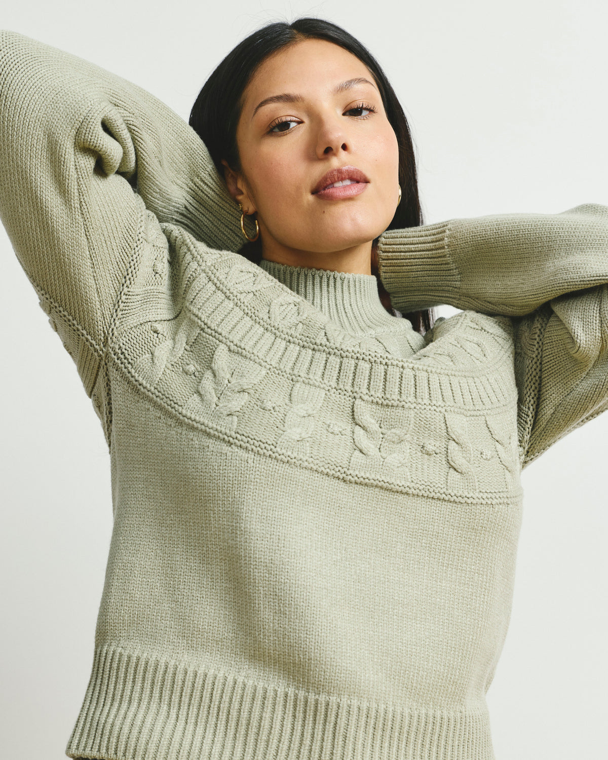 Safiya Cable Knit Sweater - Whisper of Sage