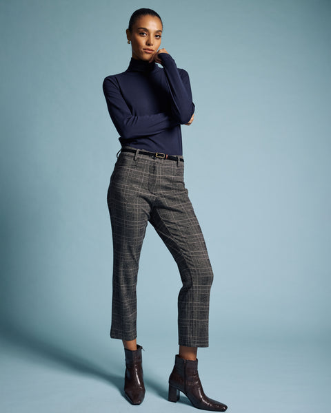 Cigarette Ponte Pants - / British Plaid- Size4XS