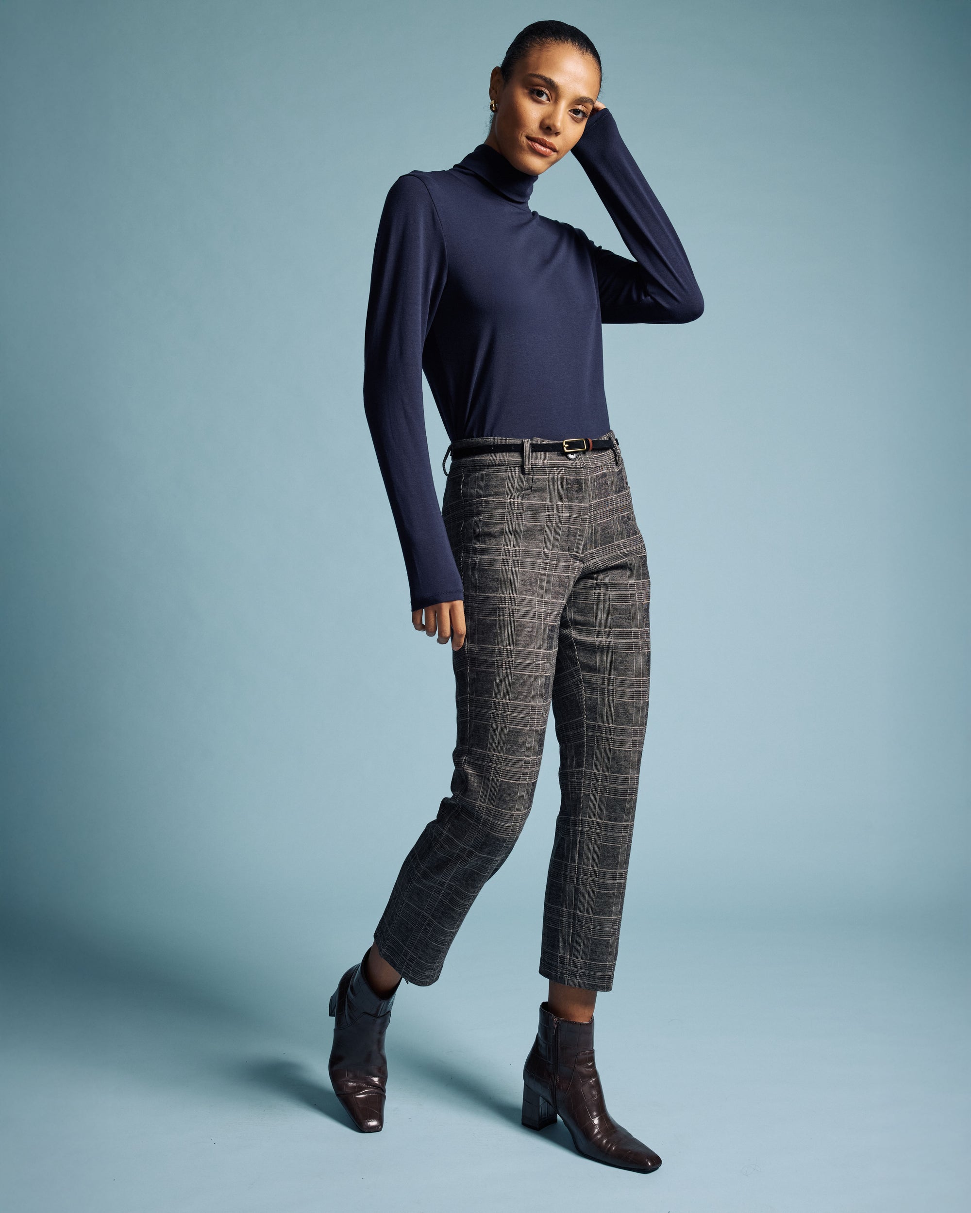 Cigarette Ponte Pants - British Plaid