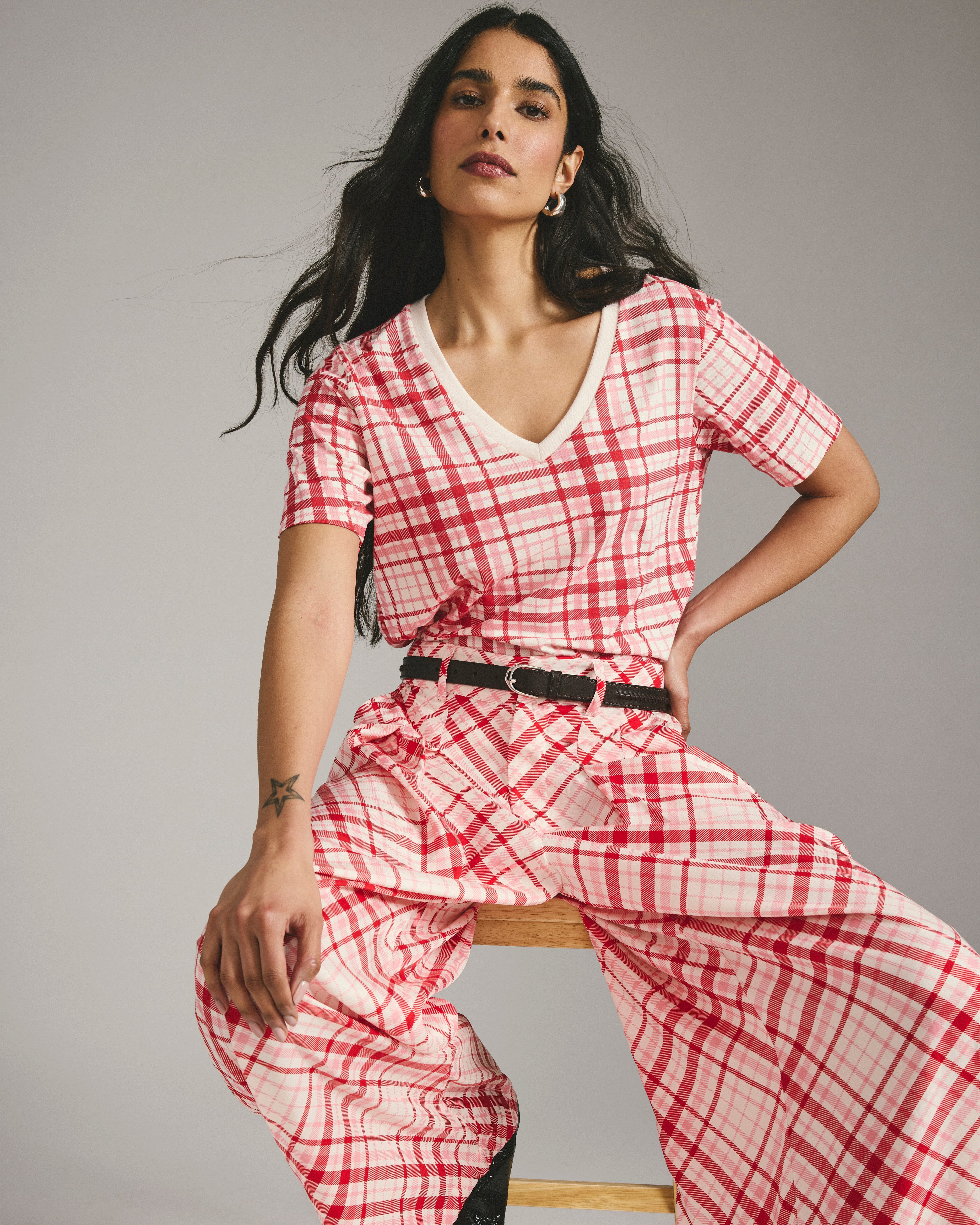 Palais Cooling Cupro Wide Leg Pant - Red Plaid Print – Universal
