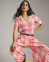 Palais Cooling Cupro Wide Leg Pant - Red Plaid Print